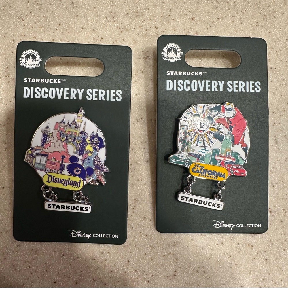 Starbucks Discovery Series Disney pins NEW DISNEYLAND and California Adventure